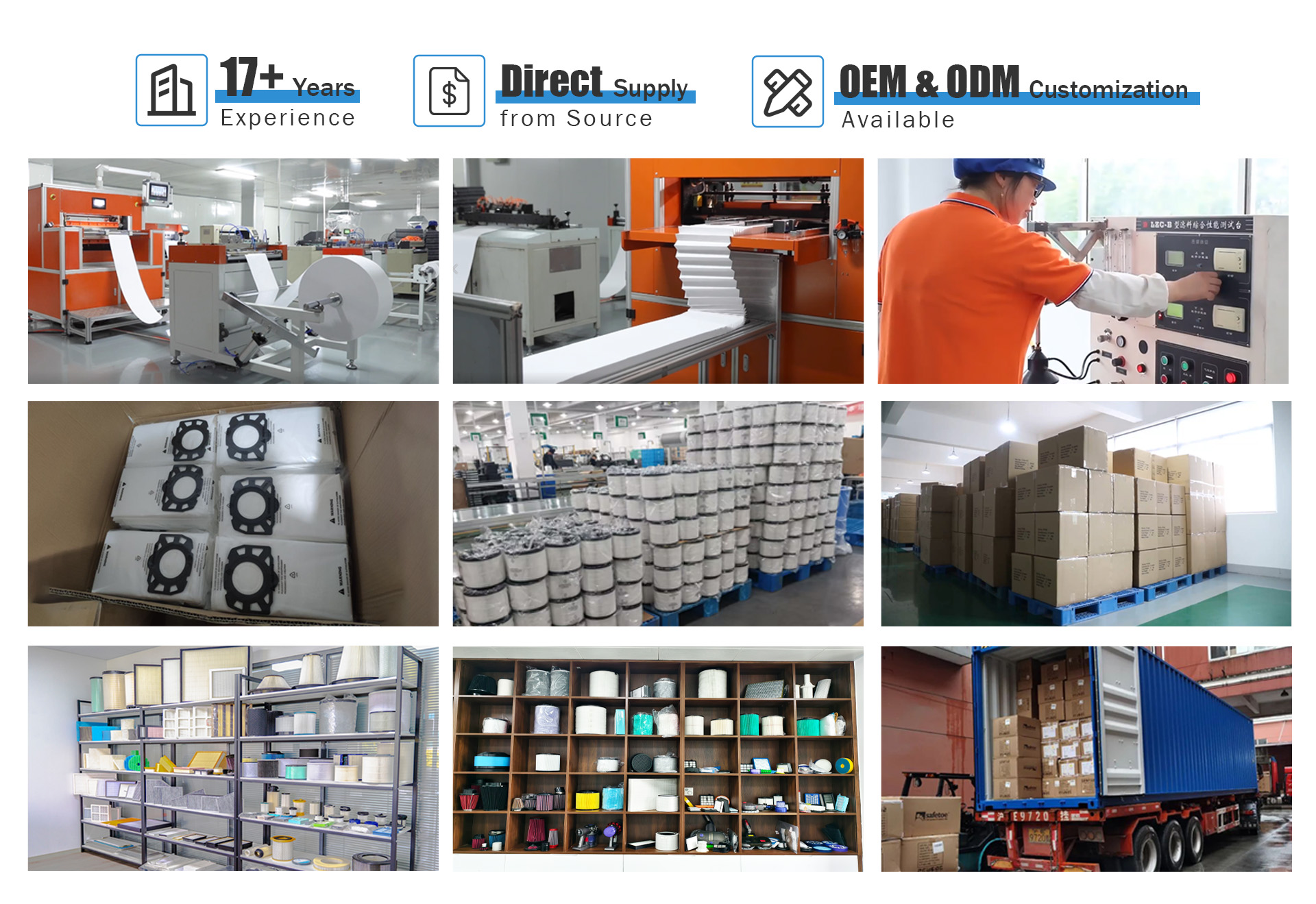 17 years experience filter supplier Blue Sky Filter 17년 경험의 필터 공급 업체 Blue Sky Filter