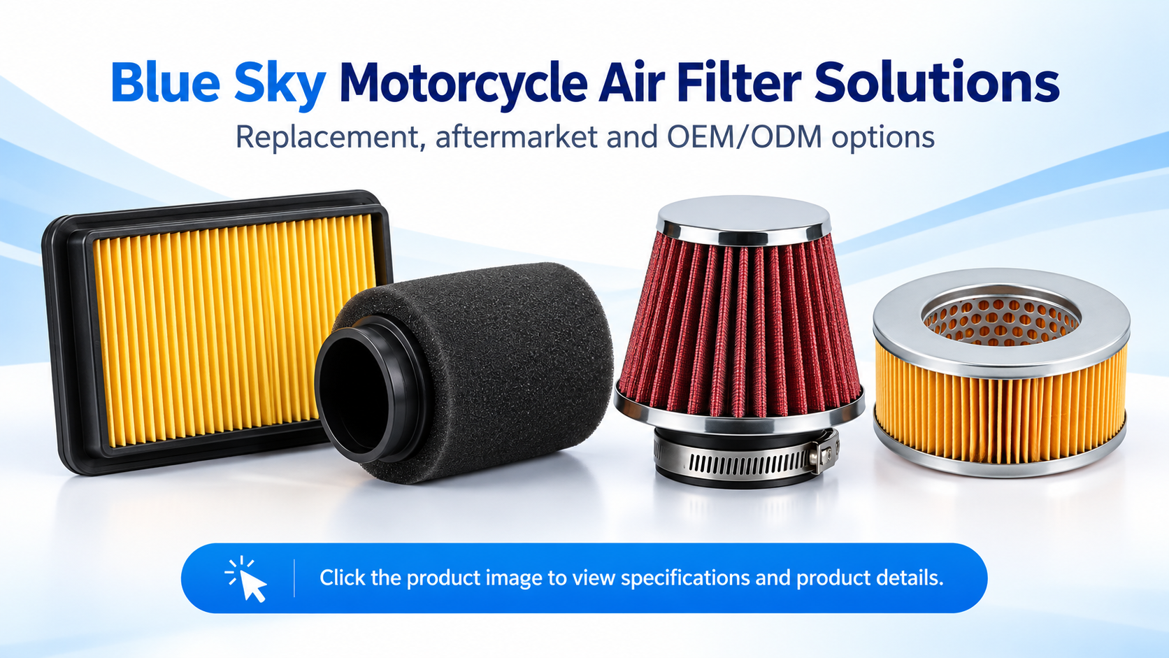Blue Sky motorcycle air filter for replacement and OEM applications 교체 및 OEM 적용을 위한 Blue Sky 오토바이 공기 필터