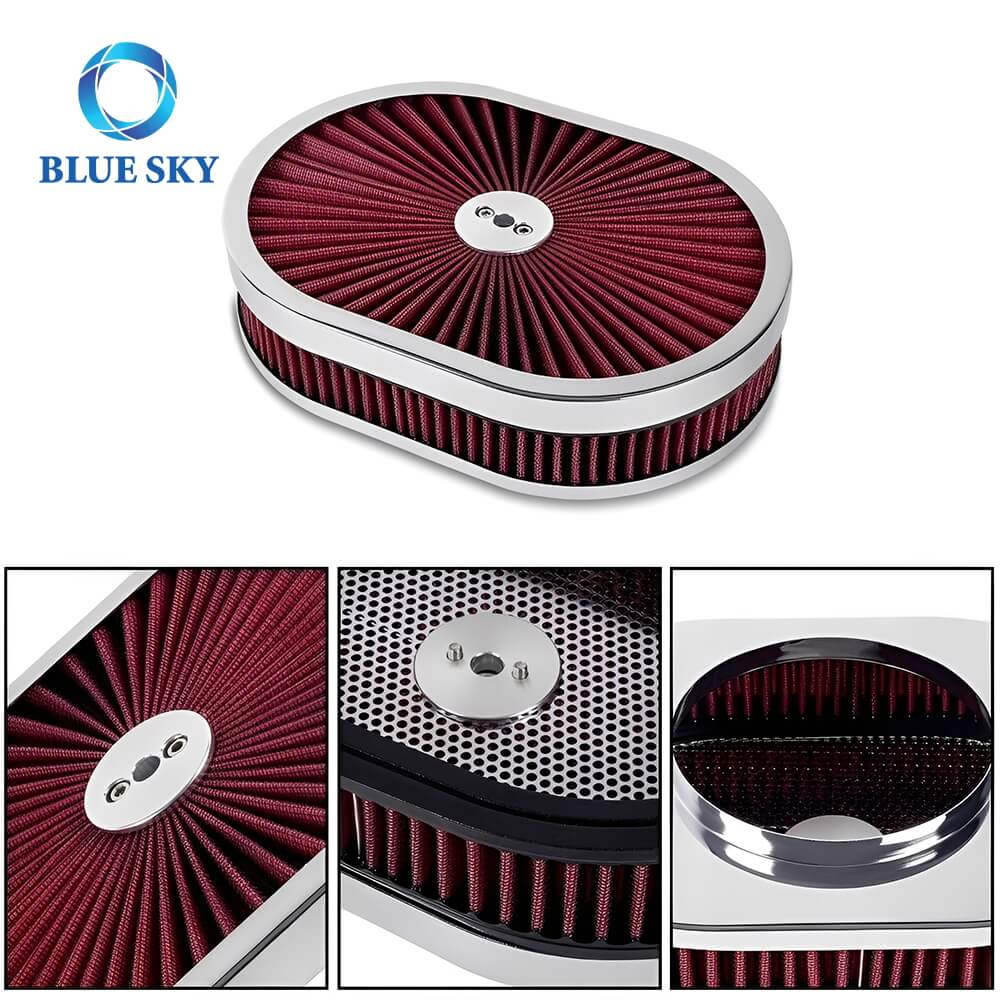 Details of High Performance Customized 12x2 Oval Air Filter Kit for 5-18 Carb Neck 고성능 세부 정보 5-18 카브 넥용 맞춤형 12x2 타원형 에어 필터 키트