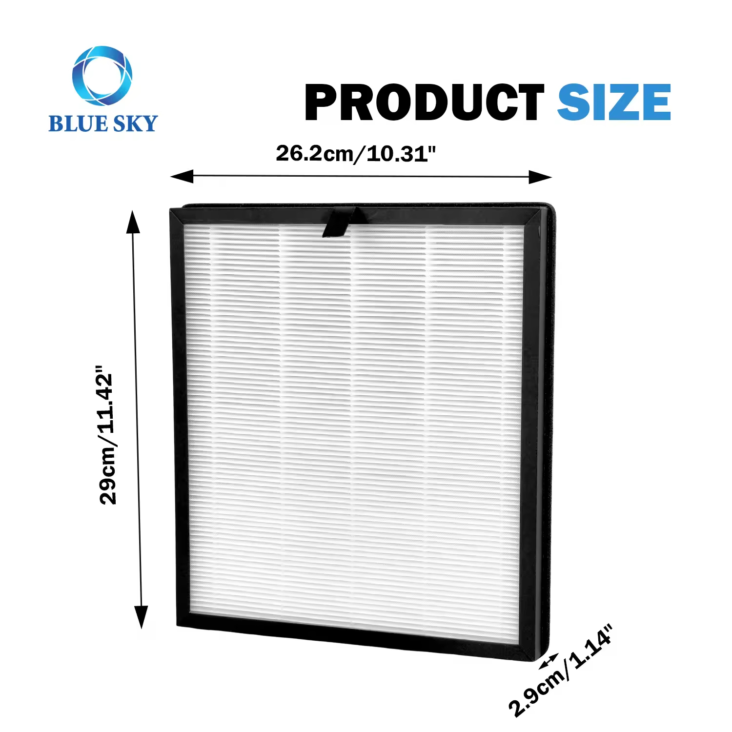 Size of 3-in-1 True HEPA Activated Carbon Replacement Filter HAP603 Compatible with ECOSELF HAP603 3-in-1 True HEPA 활성탄 교체 필터 HAP603 크기 ECOSELF HAP603과 호환 가능