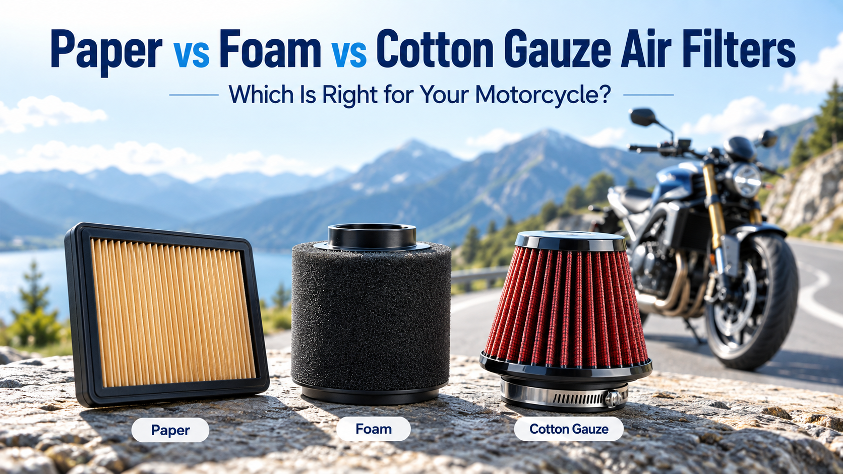 Paper vs Foam vs Cotton Gauze Motorcycle Air Filters 종이 대 폼 대 면 거즈 오토바이 공기 필터