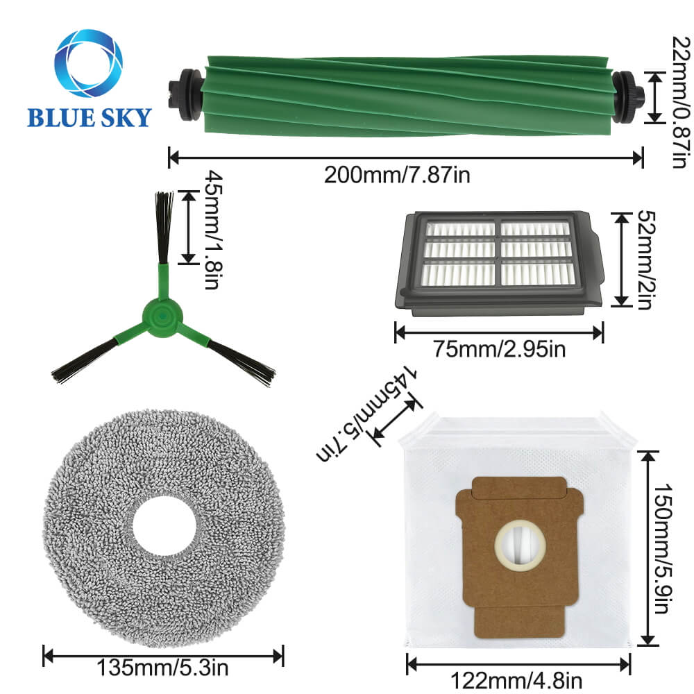 Size of Parts Kit for IRobot Roomba Plus 505405 Combo Robot Vacuum Cleaner, Roller Brush Mop Pads Hepa Filters Side Brush Bag Irobot Roomba를위한 부품 키트의 부품 키트 크기의 세부 사항 Irobot Roomba Plus 505405 콤보 로봇 진공 청소기, 롤러 브러시 MOP 패드 HEPA 필터