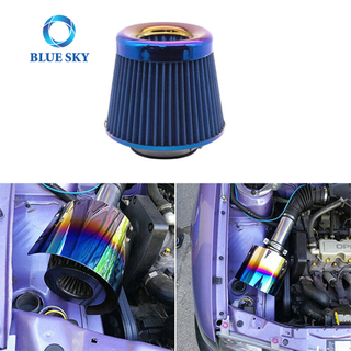 Bluesky 범용 자동차 엔진 수정 된 공기 필터 3 '인치 76mm 높은 흐름 냉기 짧은 램 자동차 흡기 필터