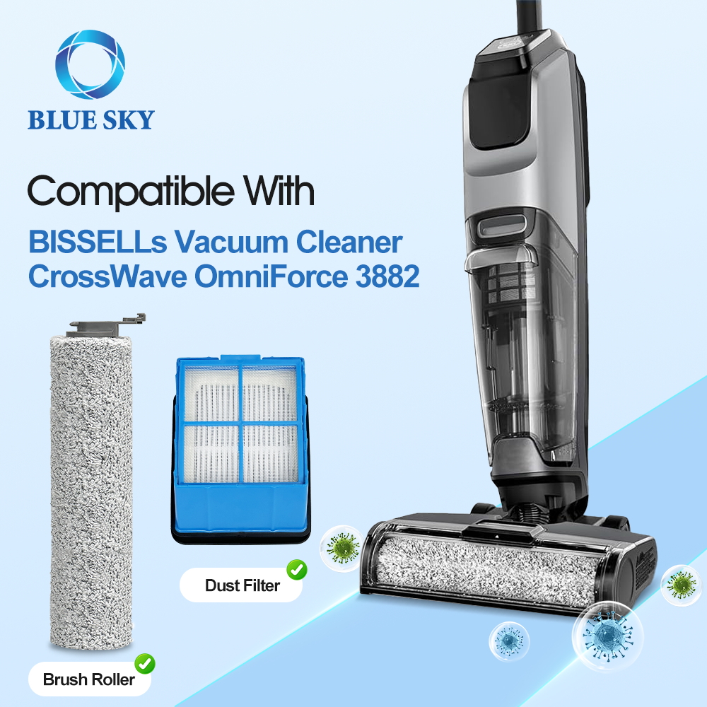 Bissell Crosswave Omniforce 3882 진공 청소기 먼지 필터 및 롤러 브러시 교체 키트