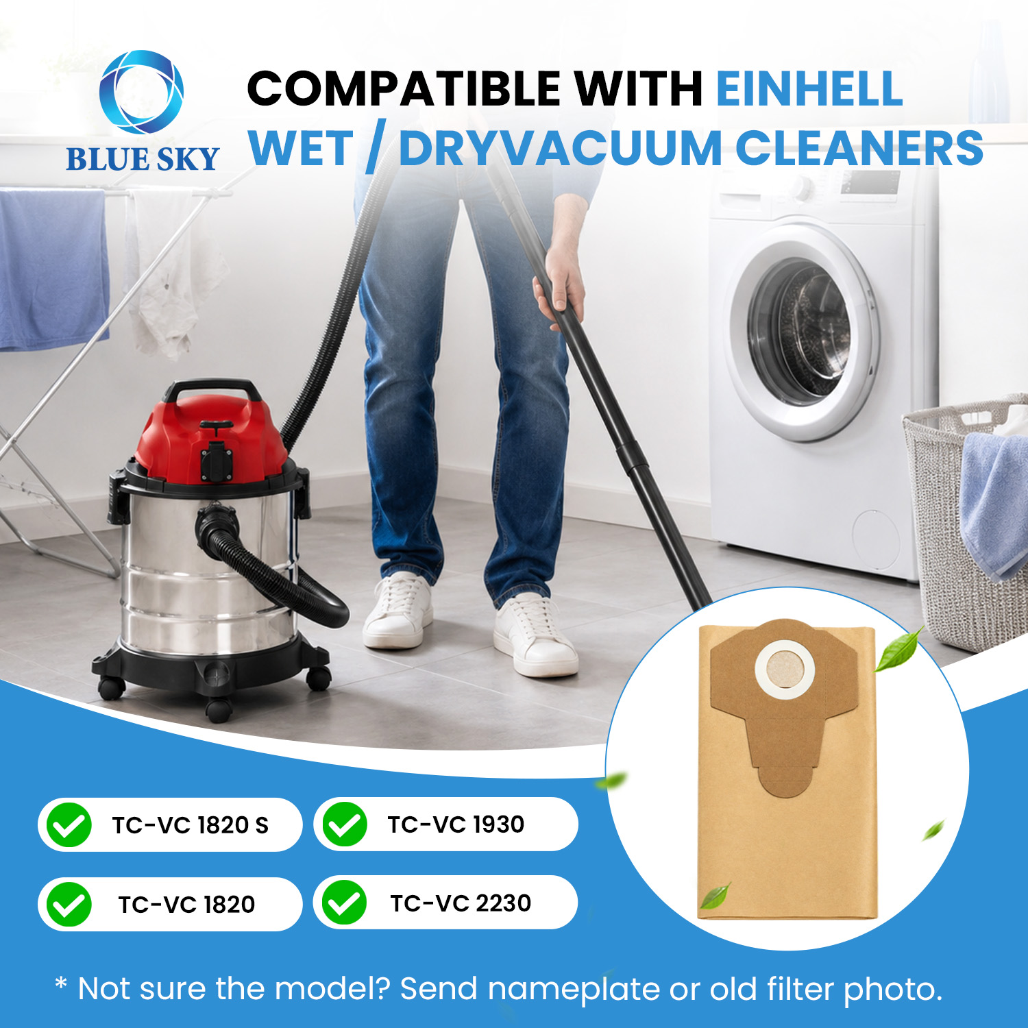 Einhells BT-VC 1250 S 및 INOX 1250/1 진공에 적합한 15/20L 교체 용지 먼지 필터 백 맞춤형 사용 가능