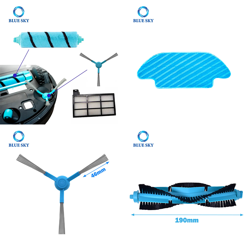 Conga 4090 로봇 진공 청소기 용 메인 브러시 사이드 브러시 필터 걸레 패드 교체 예비 부품