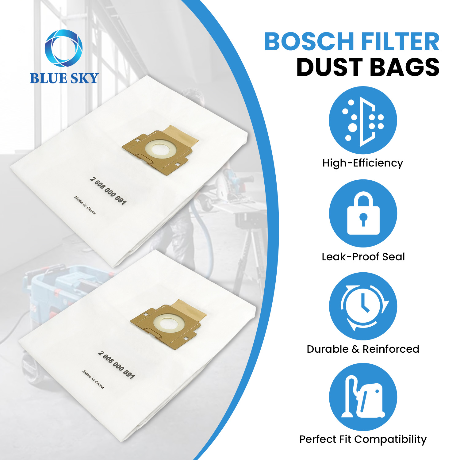2608000891 Boschs GAS 400 A 및 GAS 12-40 MA 산업용 진공 청소기와 호환 가능