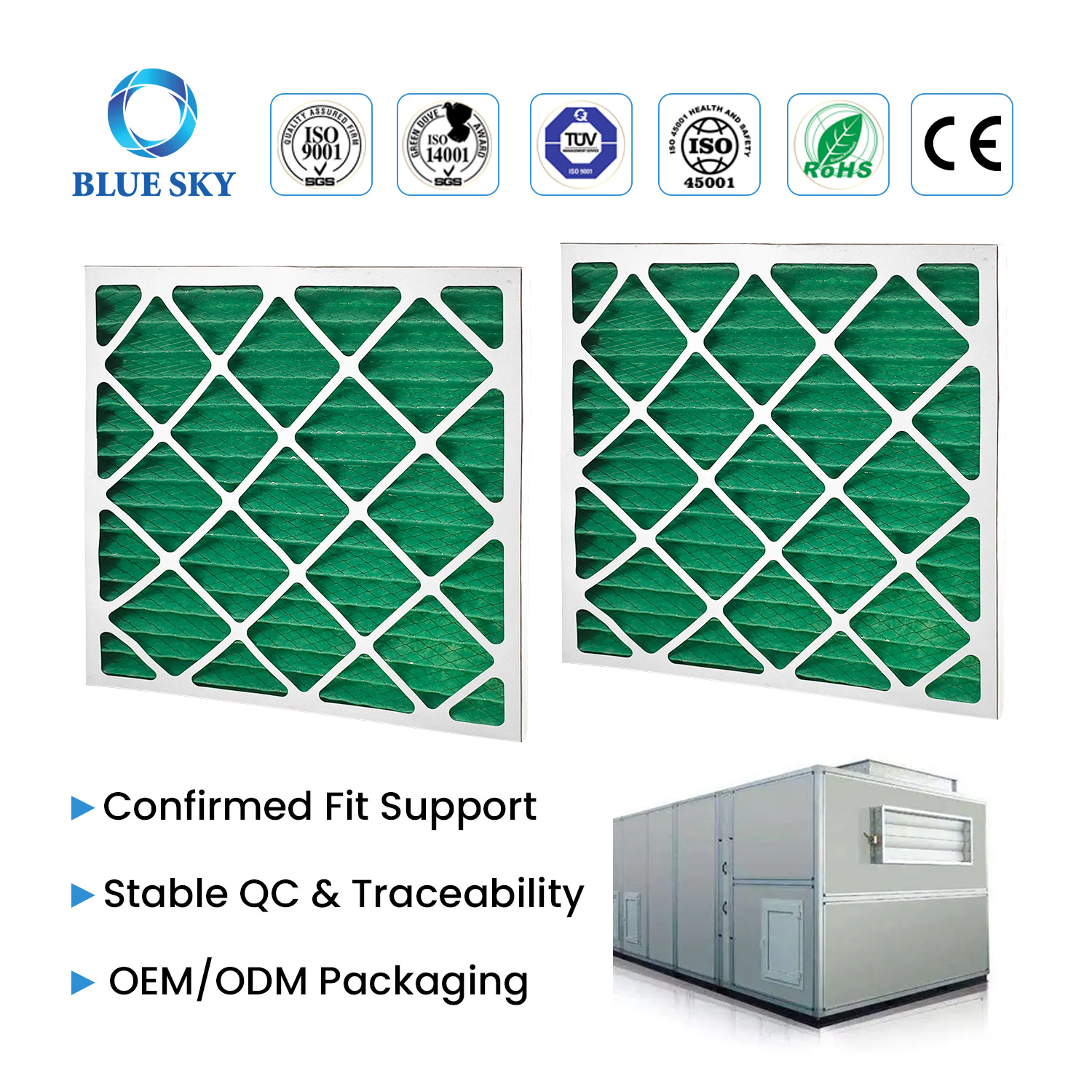 HVAC 환기 시스템용 G4 주름형 패널 공기 필터 24x24x2 인치 