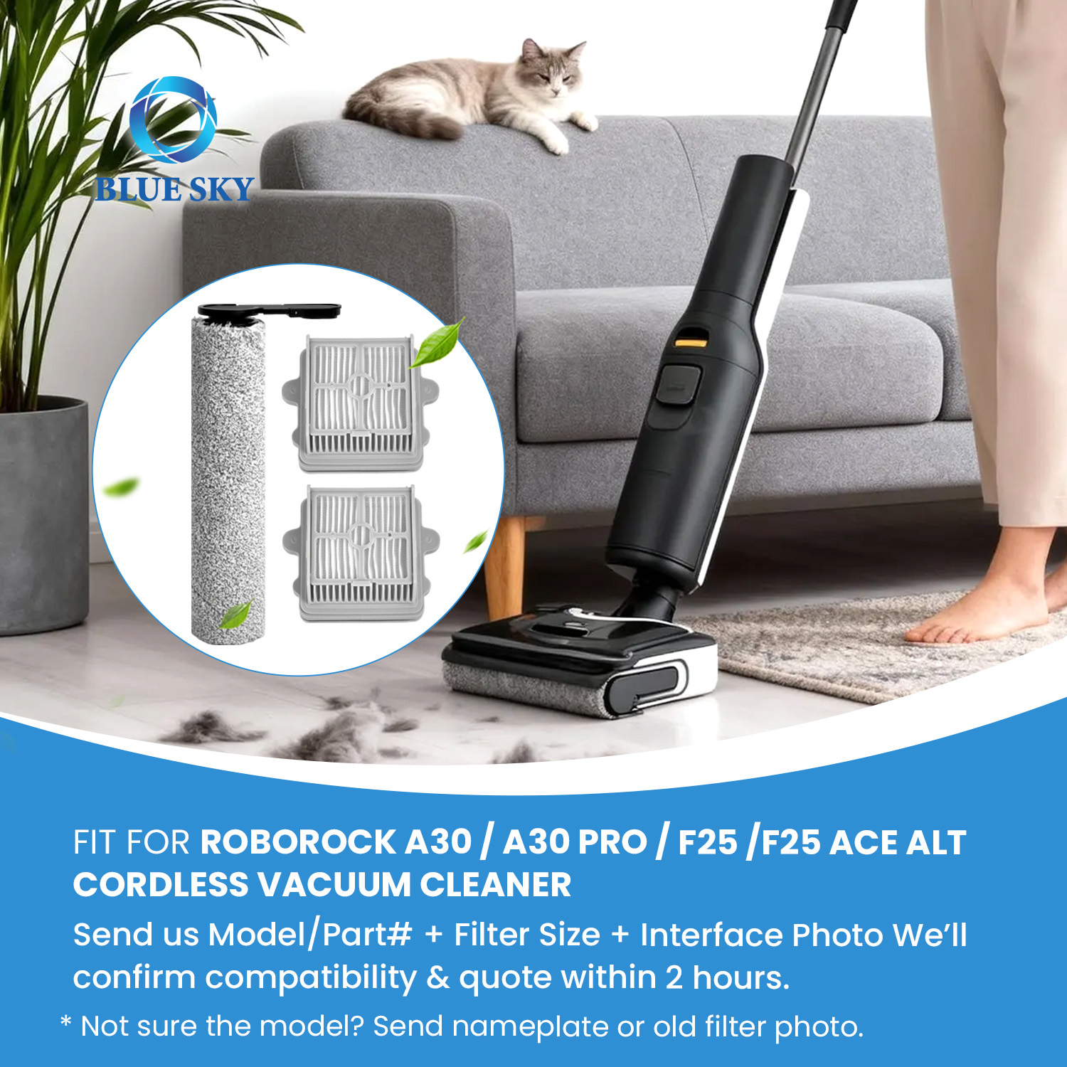 Roborocks A30 A30 Pro F25 F25 ACE 습식 건식 진공 청소기에 적합한 롤러 브러시 HEPA 필터 교체 키트