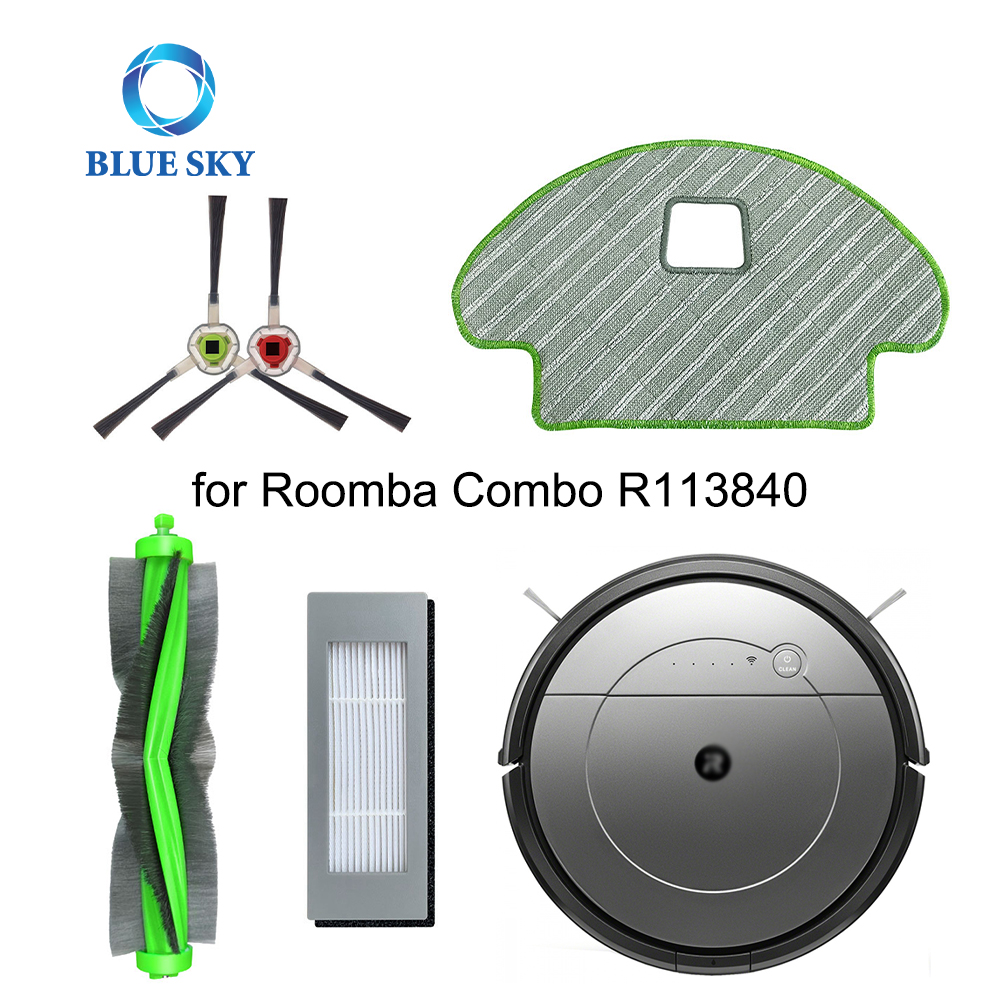 로봇 진공 청소기 메인 사이드 브러시 Hepa 필터 걸레 천 iRobot Roomba Combo 113 R113840 스위퍼 액세서리 용 예비 부품