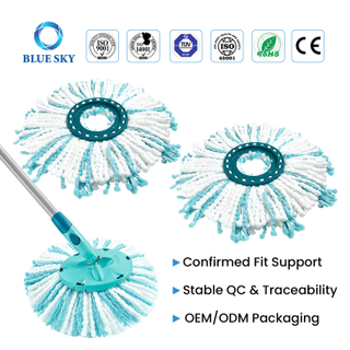 Leifheit Clean Twist Disc Mop M - 2섬유 바닥 청소용 걸레 리필용 원형 극세사 걸레 헤드 교체 맞춤형 사용 가능