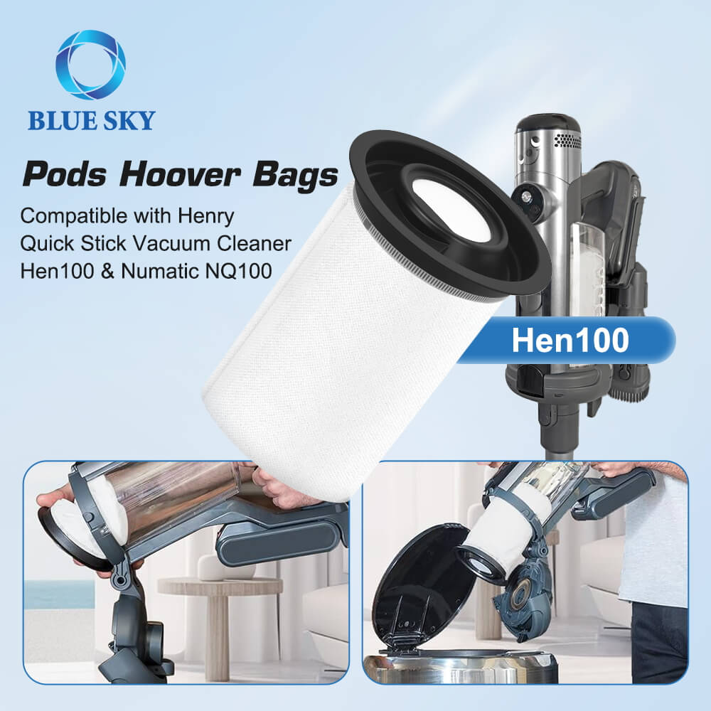 헨리 퀵 스틱 진공 청소기 NQ100 / HEN 100을위한 교체 퀵 포드 먼지 가방, Numatic 모델과 호환됩니다.