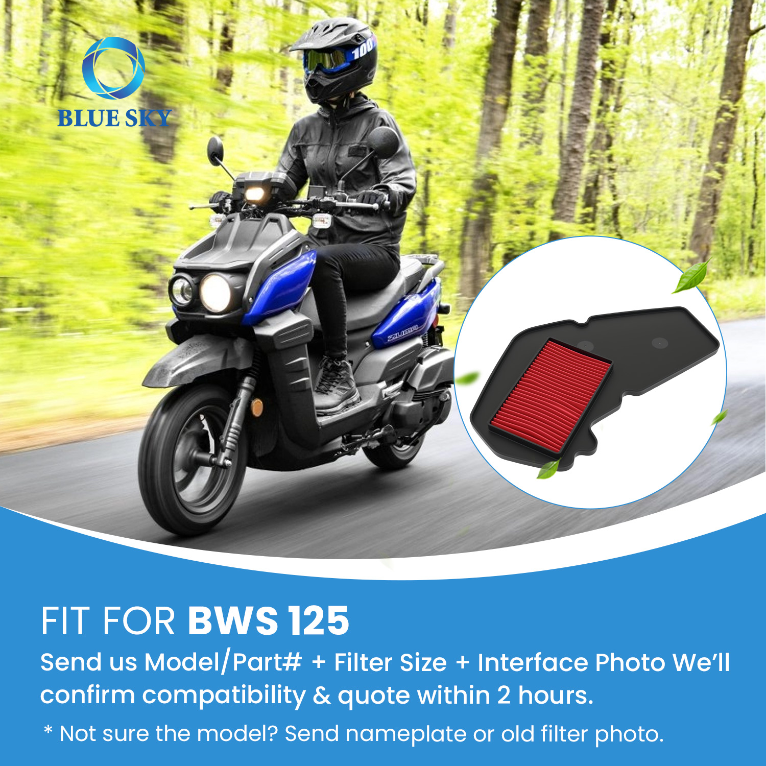 Yamahas BWS 125 흡기 공기 청정기, 고 유량 세척 가능 OEM 맞춤형 오토바이 에어 필터 요소 교체 가능