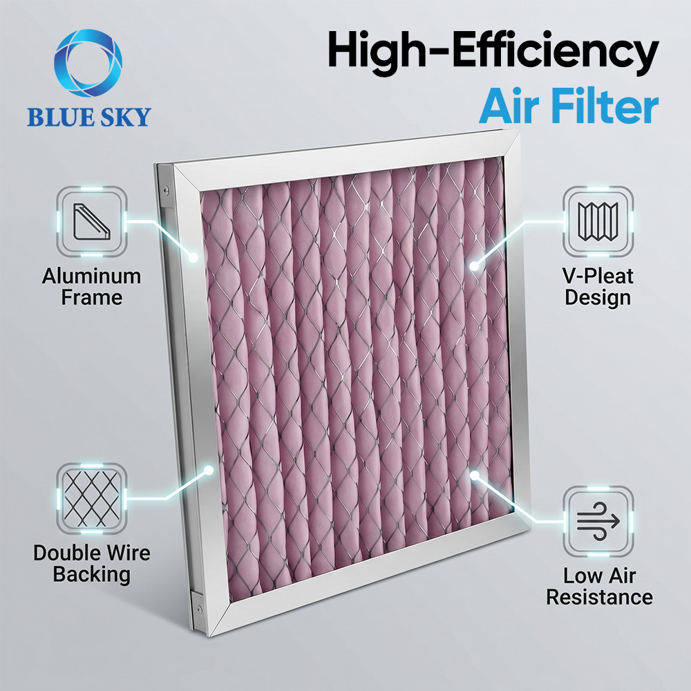 HVAC AHU 환기 시스템 G3 G4를 위한 알루미늄 프레임 주름 합성섬유 패널 공기 정화 필터