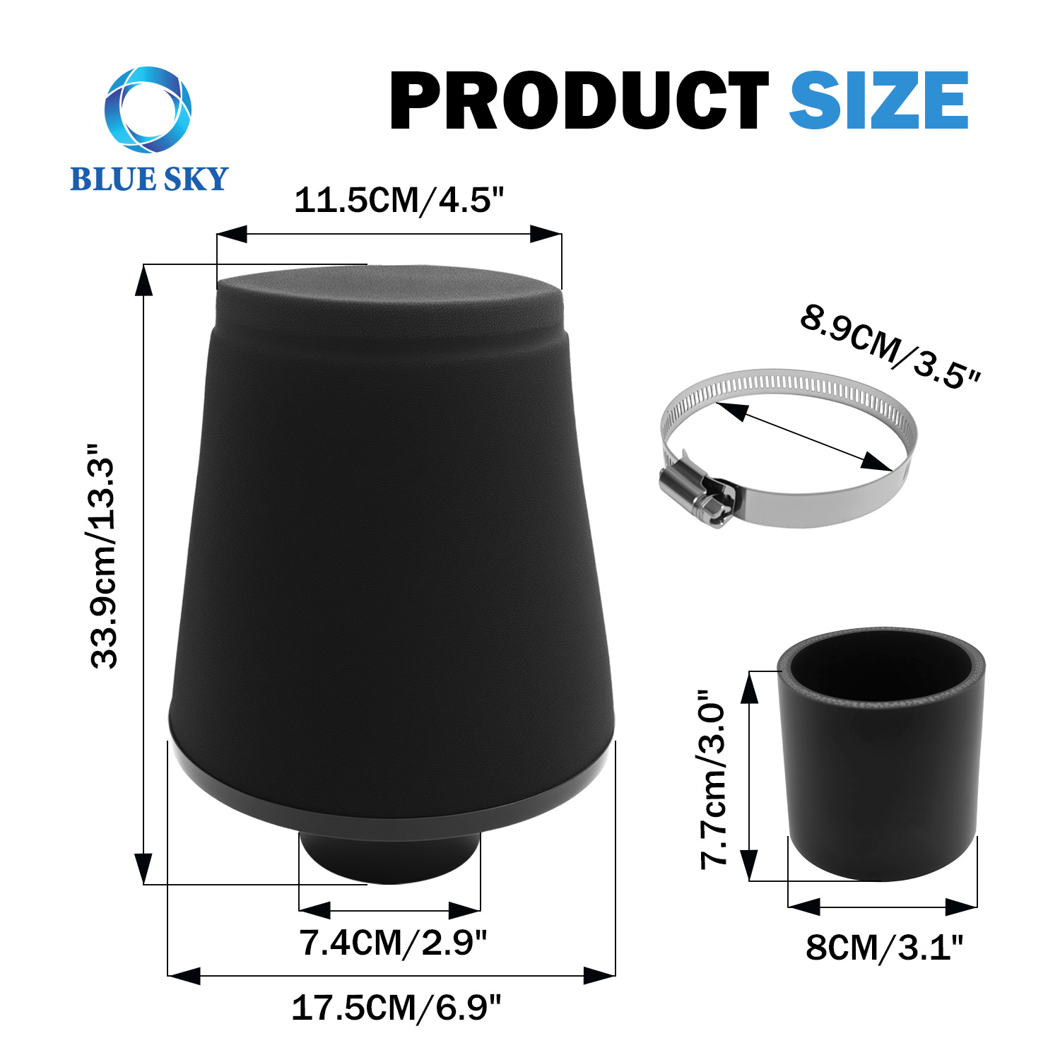 74mm 범용 자동차 에어 필터, 버섯 맞춤형 자동 필터 교체