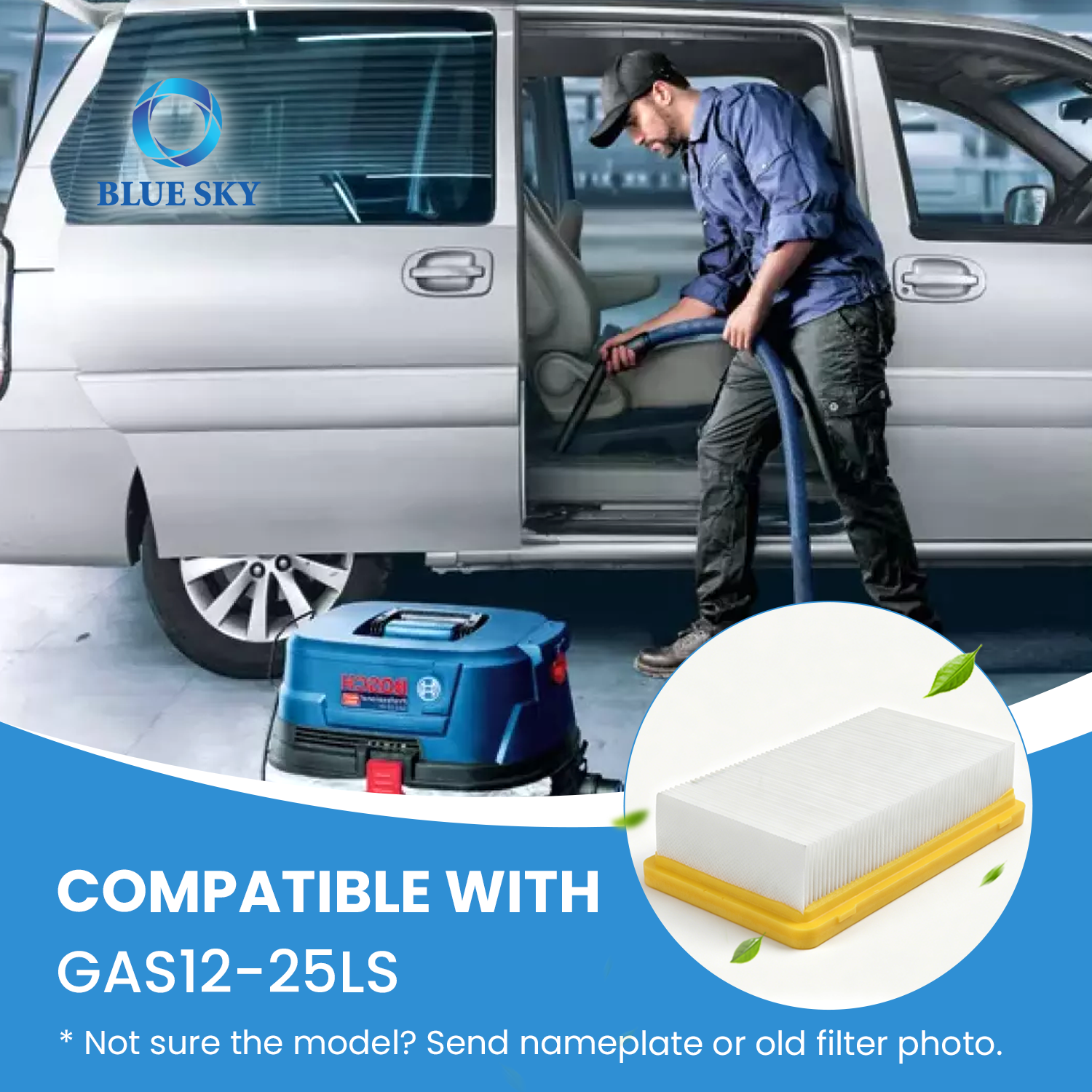 플랫 플리츠 필터 교체 2608001245 Boschs GAS 12-25 LS에 적합