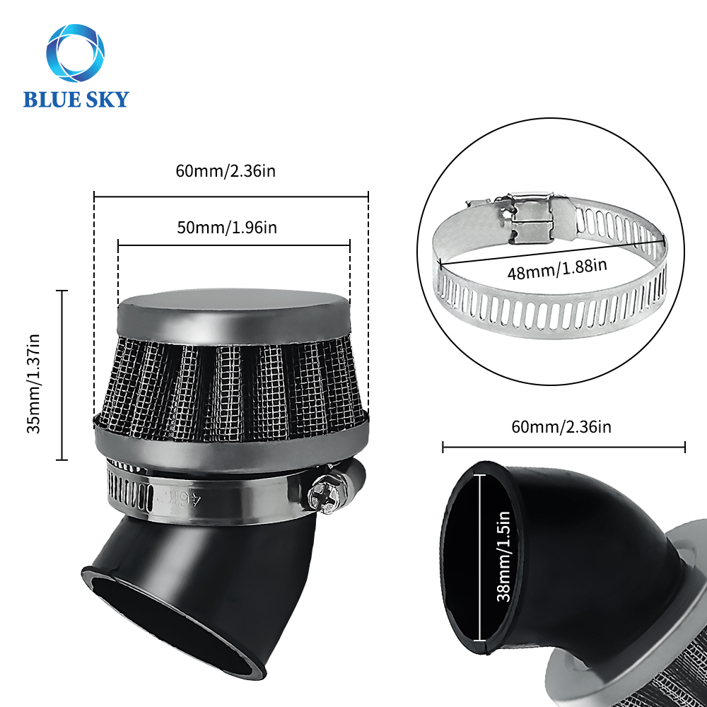 38mm 오토바이 에어 필터 벤드 팔꿈치 자동 필터 교체