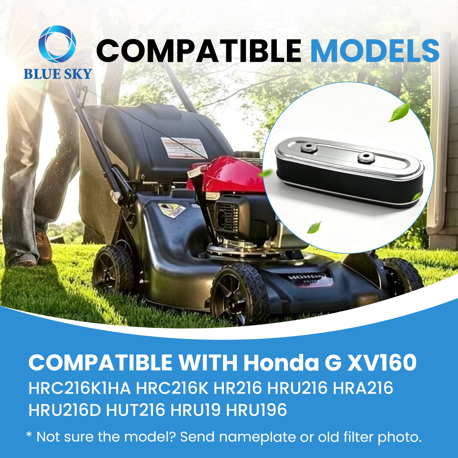 Hondas GXV160UH2 HRC216K3 잔디 깎는 기계 엔진 용 에어 필터 교체 적합, 17210-Z1V-003 17211-ZE7-W03 교체