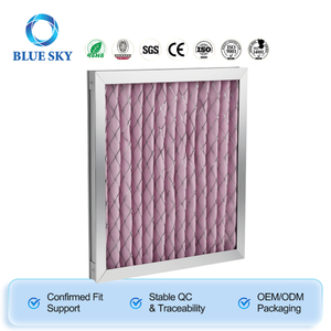 HVAC AHU 환기 시스템 G3 G4를 위한 알루미늄 프레임 주름 합성섬유 패널 공기 정화 필터
