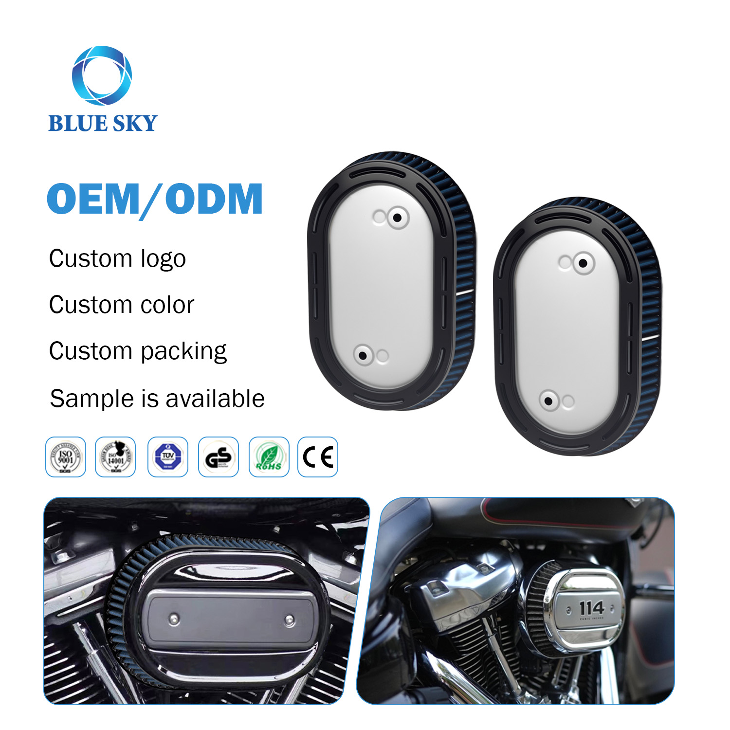 Harley Softail 2018+ Milwaukee Eight 107 114 엔진 오토바이 에어 필터 공급 업체 용 맞춤형 에어 필터