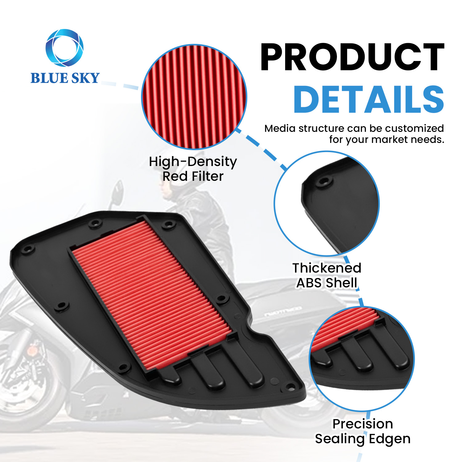 KYMCO Downtown 300/300i/350/350i 엔진 공기 흡입 필터 용 고 유량 오토바이 에어 필터 교체