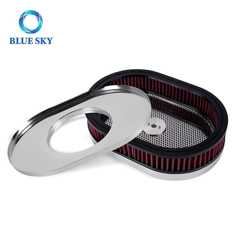 고성능 12'x2' 세척 가능 타원형 공기 필터 키트 – 5-1/8' 기화기 넥에 적합 | 맞춤형 엔진 공기 흡입 필터