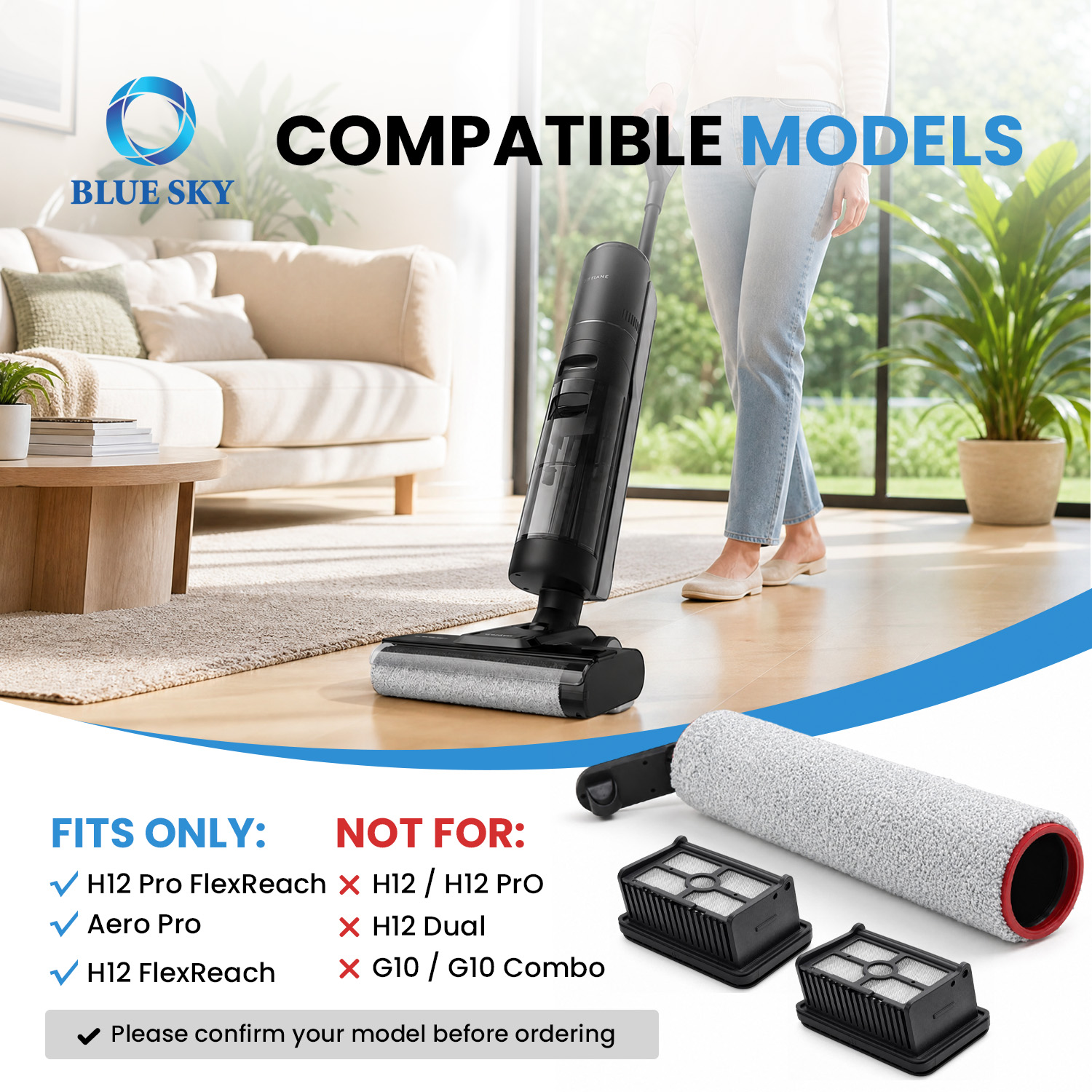 Dreames H12 Pro FlexReach H12 Pro FlexLite 습식 건식 진공 청소기와 호환되는 롤러 브러시 및 HEPA 필터 키트