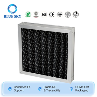 HVAC 환기 냄새 제어를 위한 알루미늄 프레임이 있는 활성화된 탄소 주름형 패널 공기 필터