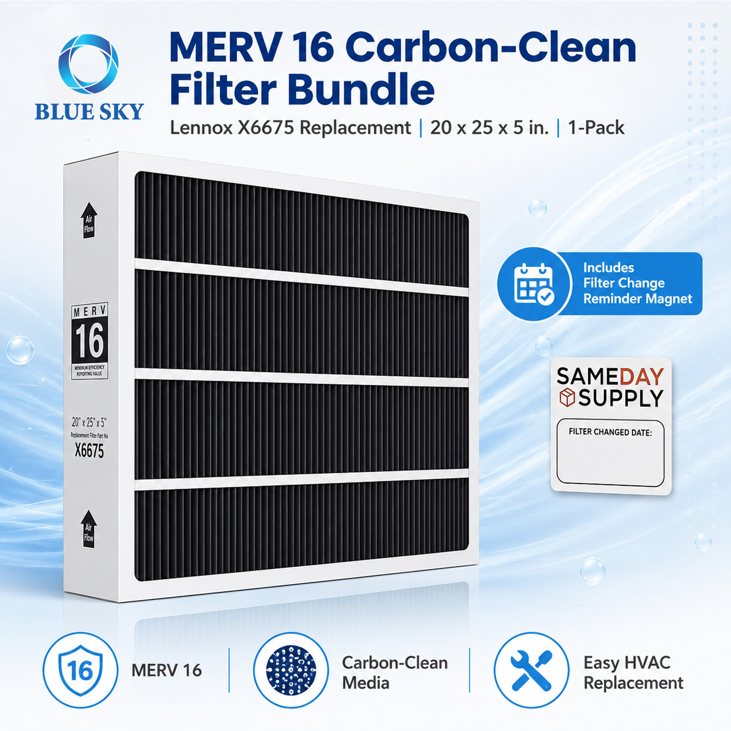 MERV 16 HVAC 주름형 공기 필터 20x25x5 Lennox X6675 HCC20-28 퍼니스 시스템과 호환 가능